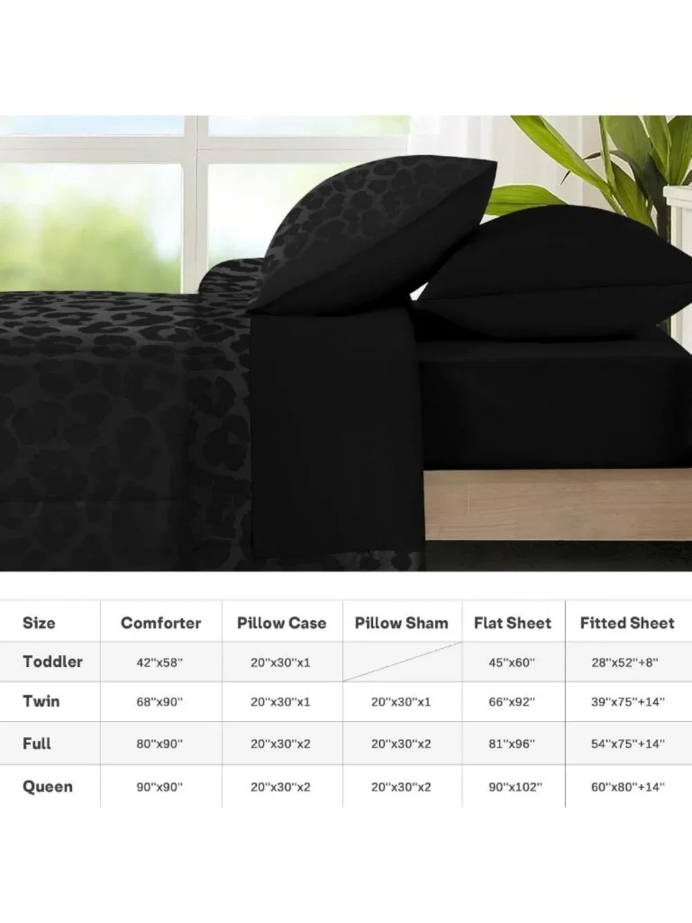 Leopard Print Queen Comforter Set with Sheets, 7-Piece Bedding Ensemble